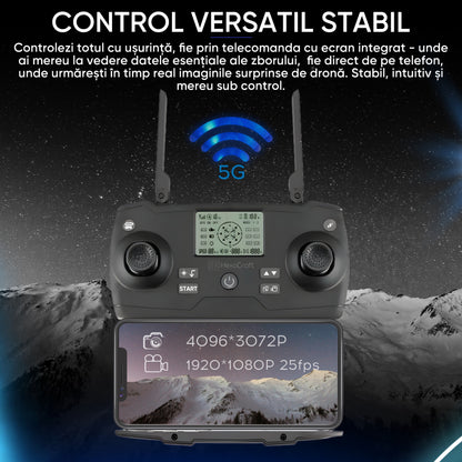 HexaCraft Stratus X – Drona GPS cu Camera 12MP Stabilizare 2 Axe, Senzori 360, Autonomie 25min, Control 5G, Raza 1200m, Return Automat
