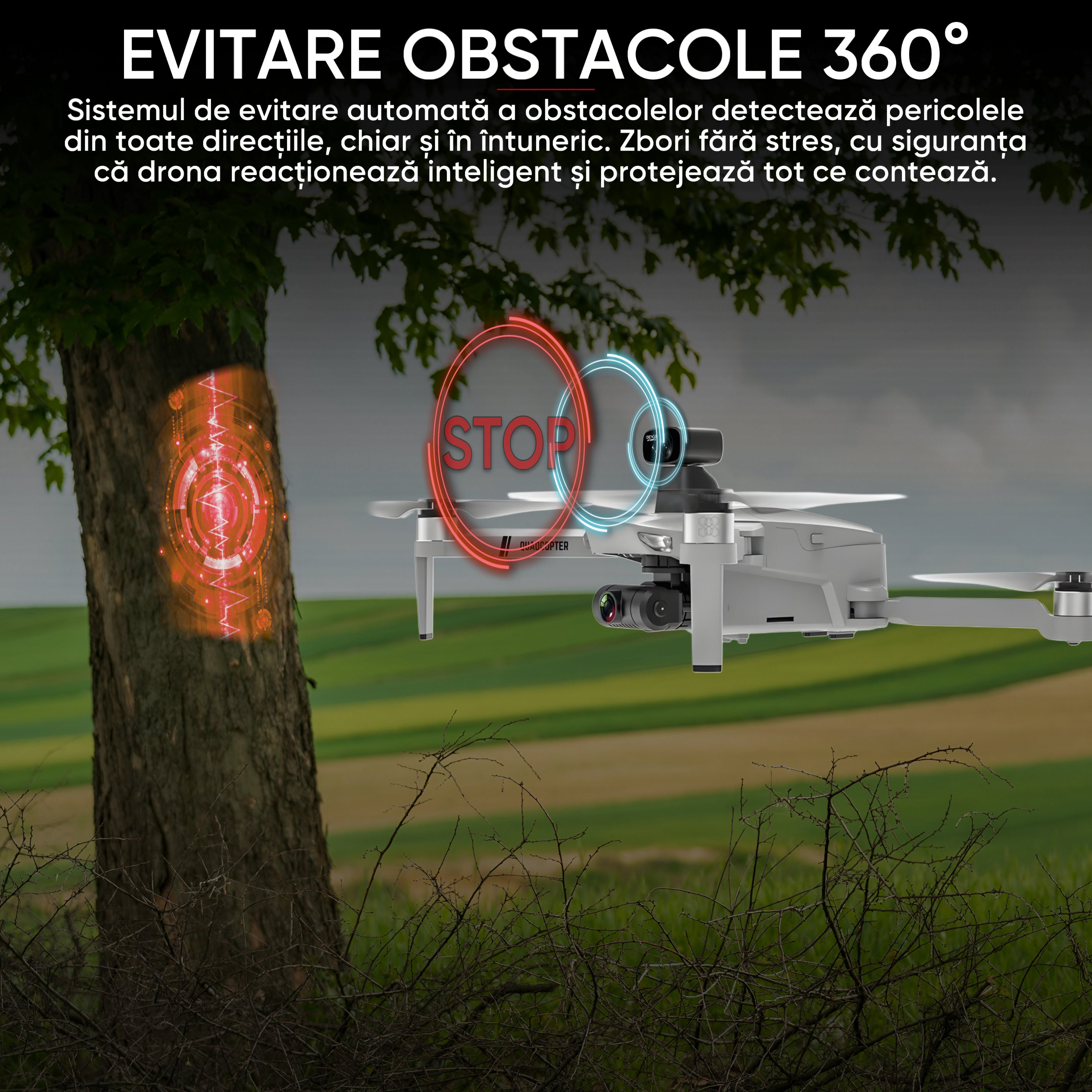 HexaCraft Stratus X – Drona GPS cu Camera 12MP Stabilizare 2 Axe, Senzori 360, Autonomie 25min, Control 5G, Raza 1200m, Return Automat