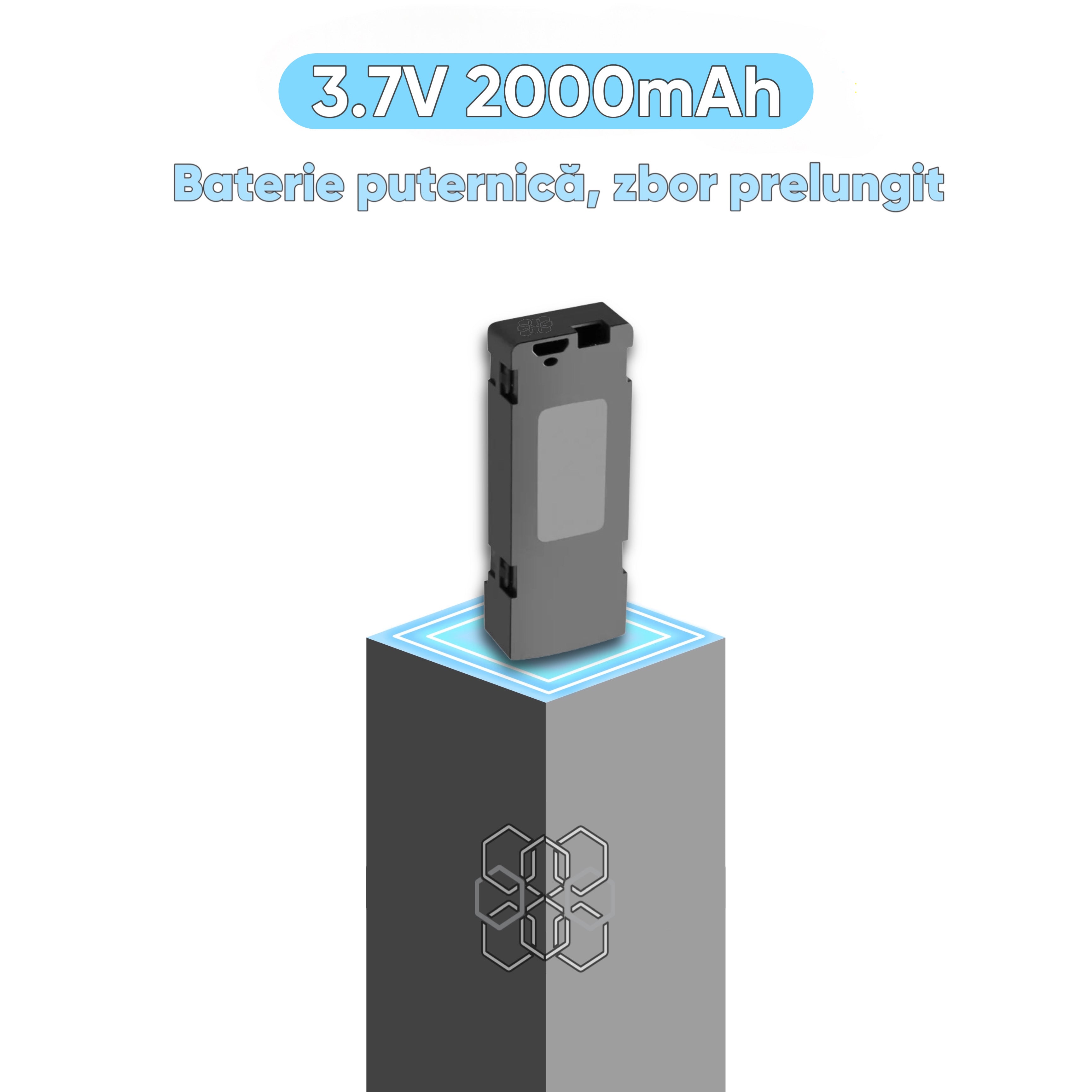 Baterie reincarcabila pentru drone, Li-Ion, compatibila cu HexaCraft AstralFly, 3.7V 2000mAh, Timp extins de zbor