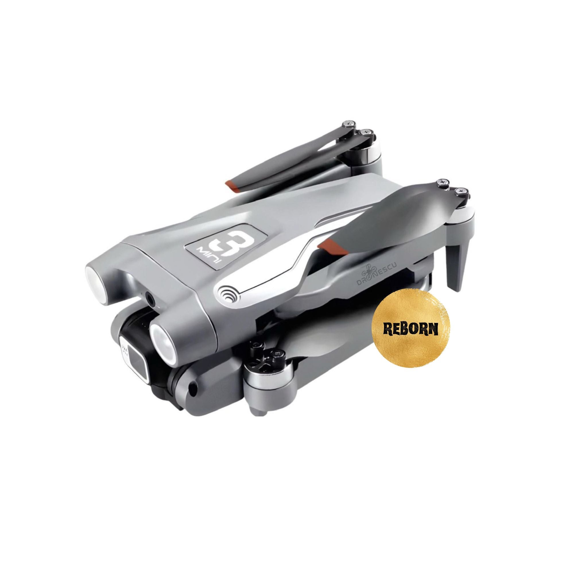 Drona cu camera duala HD, Dronescu, Model ShadowHex, gri, REBORN