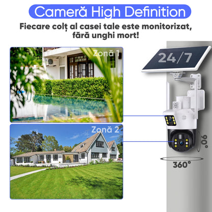 Camera de supraveghere HexaEye 2in1 cu Panou Solar inclus 8000mAh, 8MP